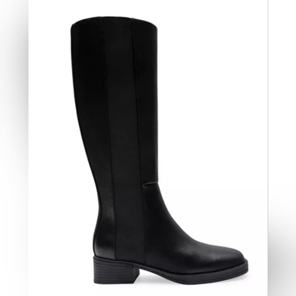 NIB Aerosoles Double Zip Tall Riding Boots Black Wide Calf Expandable Size 7.5W